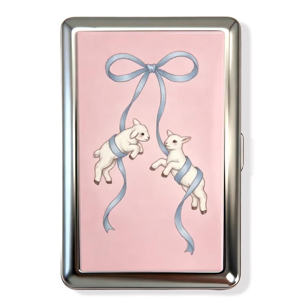 Nouveau Étui à Cartes Métal Vintage Compact Portable Boîtier Métallique Ouverture à Rabat Porte-Cartes Imprimé Vintage Porté Poche