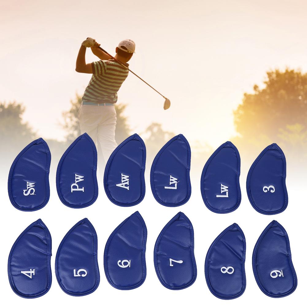 12PCS   Pattern PU Leather   Soft Convenient   Putter Cover Iron   Headcover Accessory During Outdoor Travel
