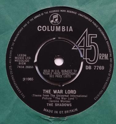 7inch Record SHADOWS  The War Lord  DB7769 Columbia 1965 UK Pop Used