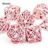 7 Pcs Silver Red Hand Skull Head Metal Dice Hollow Metal Polyhedral Dice Set Suitable for Role-Playing RPG  Board Game Card Game