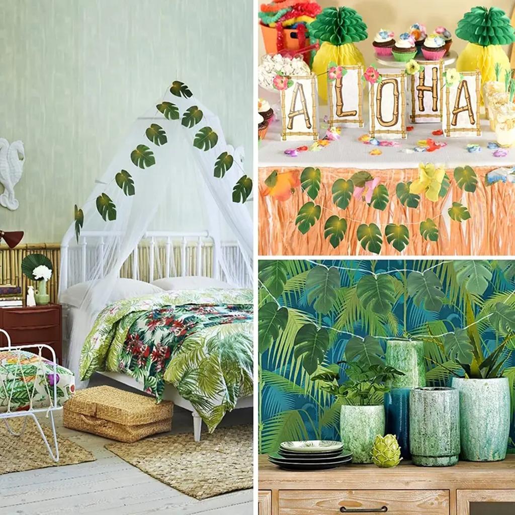 1.5/3/6M Led Monstera Leaf String Lights Battery Powered Tropical Rattan Palm Leaf For Wall Hanging Home Garden Decoration