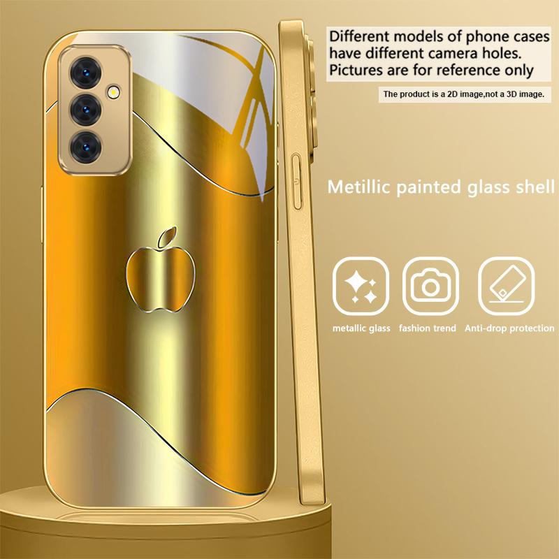 

Теплый золотой милый яблоко Для Samsung Galaxy S 21 S22 S23 Plus S24 Ultra S20 FE 25Ultra S21+ S9+ 22Plus Золотой стеклянный чехол для телефона Galaxy S8