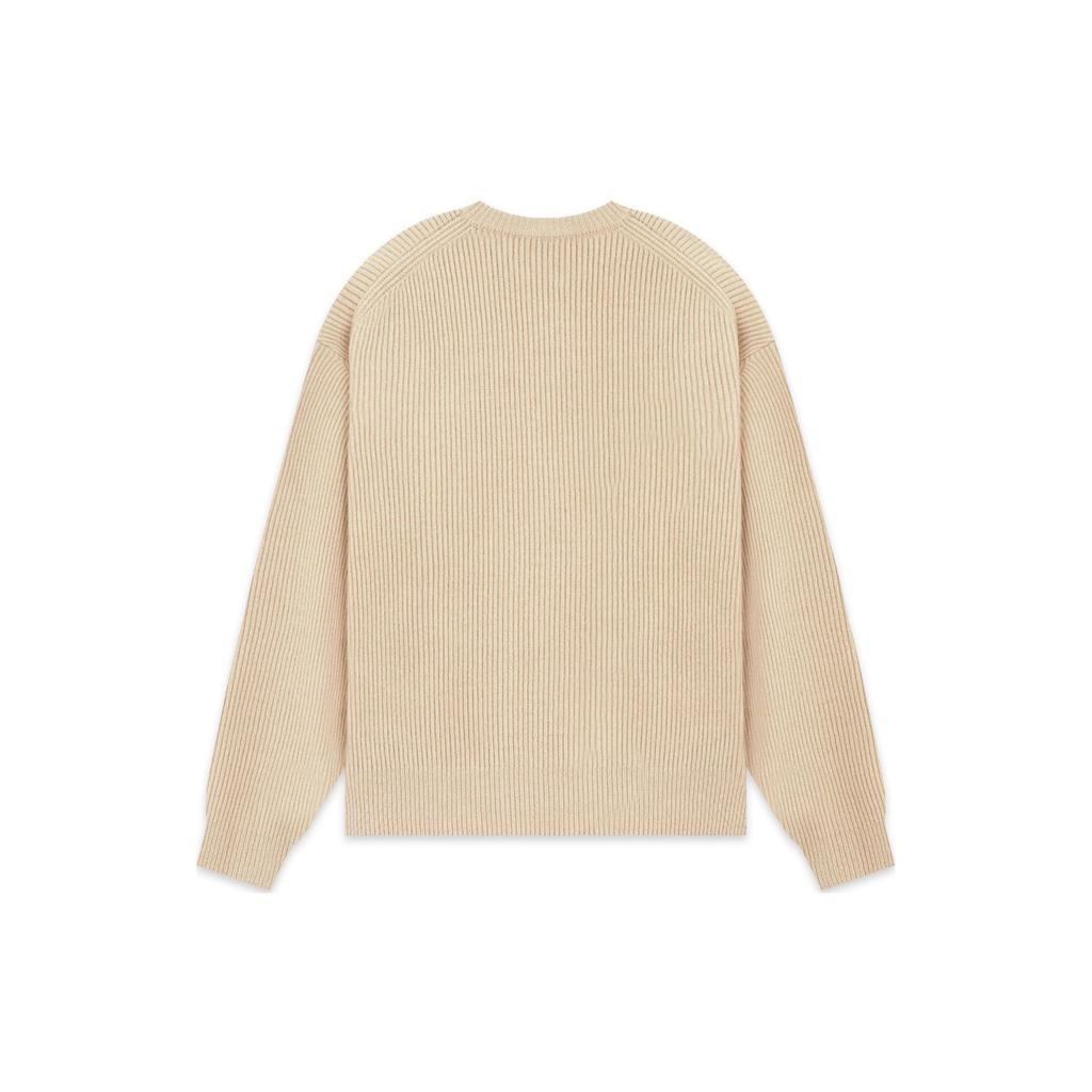 WE11DONE Fw22 Solid Color Round Neck Long Sleeve Wool Cashmere Sweater Unisex Sweater Beige WD-KT3-22-647-U-BG