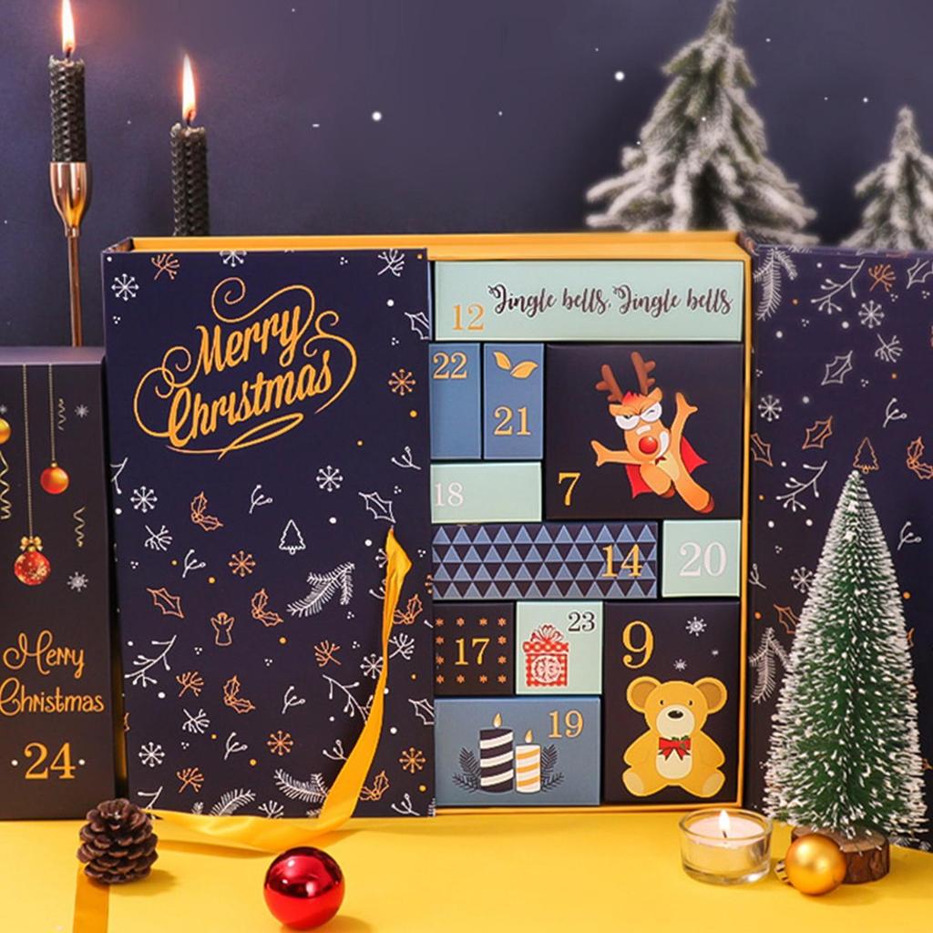 24pcs/set Christmas Advent Calendar Box Kraft Paper Candy Box 24 Days Countdown to Xmas Gift Boxes Navidad New Year Decorations