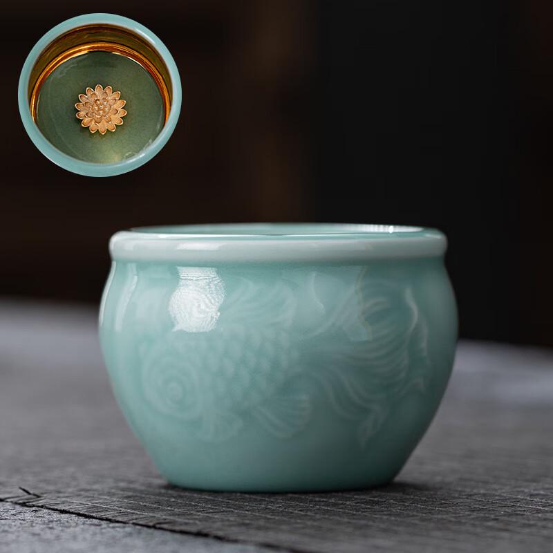 Chaxun Gilded Lotus Celadon Ceramic Teacup
