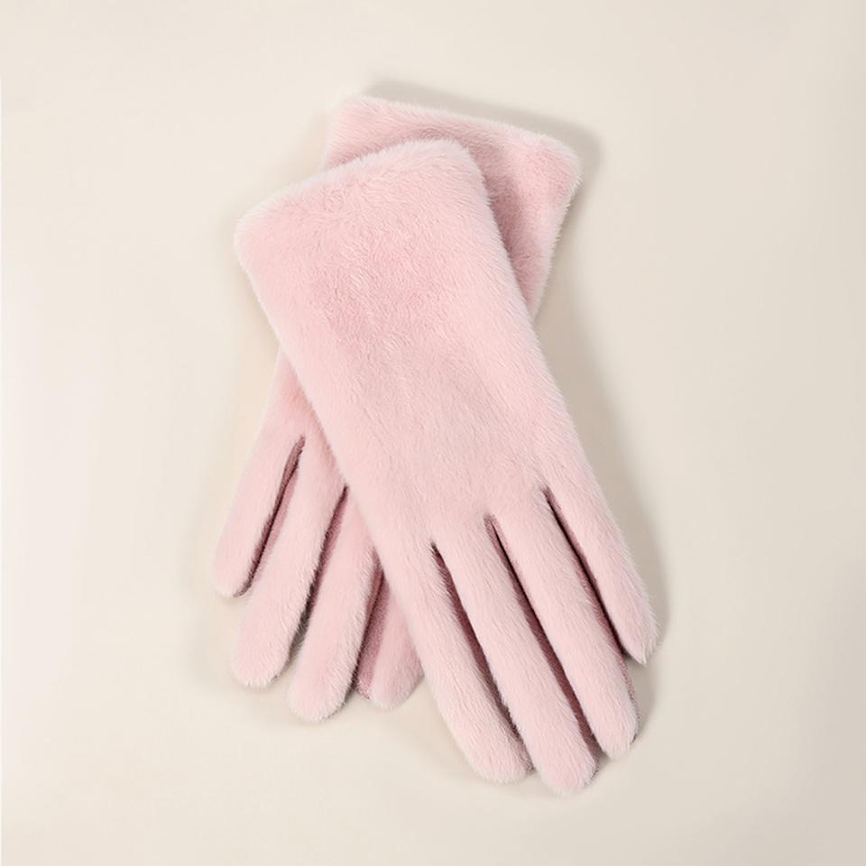 

Durable And Safe Loogdeel 1 Pair Plush Warm Cold-Proof Gloves Women Outdoors Sports Cycling Solid Color Mittens Fashion Winter Touchscreen Gloves