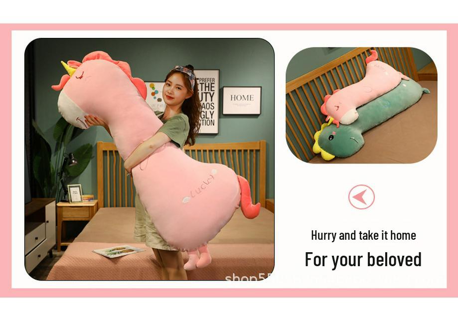 Cartoon Dinosaur Plush Hugging Pillow - Long Sleep Bed Pillow Toy