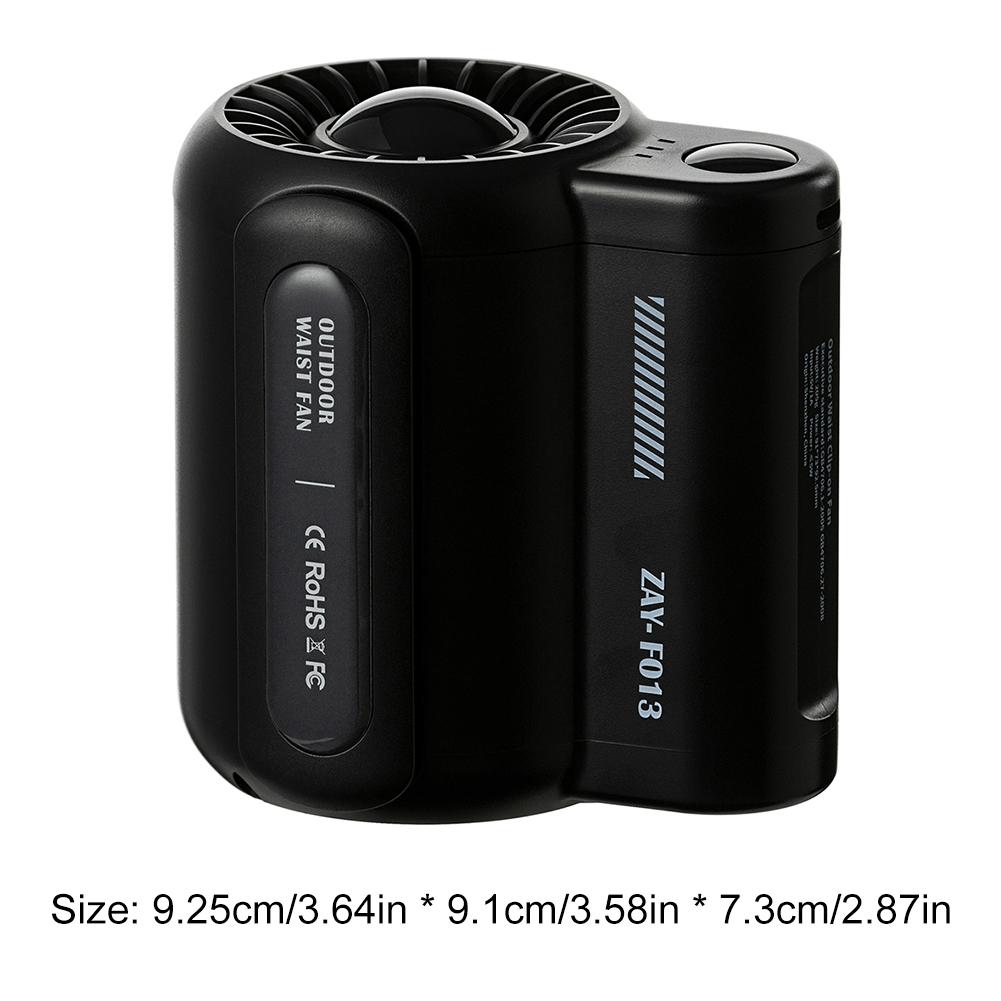 

F013 4500mAh Waist Fan Mini Clip Fan Rechargeable Camping Hanging Neck Fan 3 Speeds High-speed Powerful Wearable Waist Clip Fan чёрный