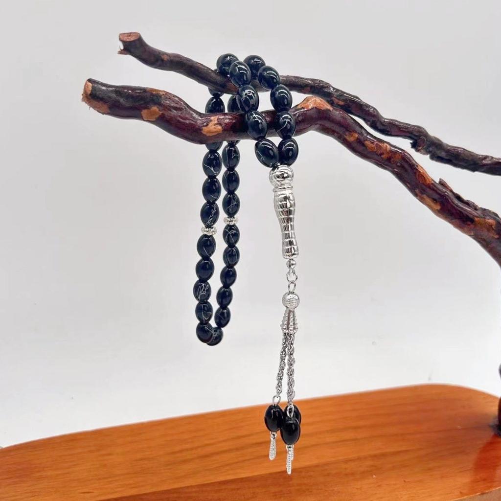 Glass Beads Cross Rosary Bracelets Unique Pendants for Womens Man Religious Hand Chain Praying Meditations