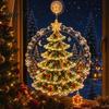 Battery Operated LED Light Christmas Suction Cup Window Light, 7.8-Inch Double-Layer Warm Seasonal Glow Powered Hanging for Holiday Glass Windows,