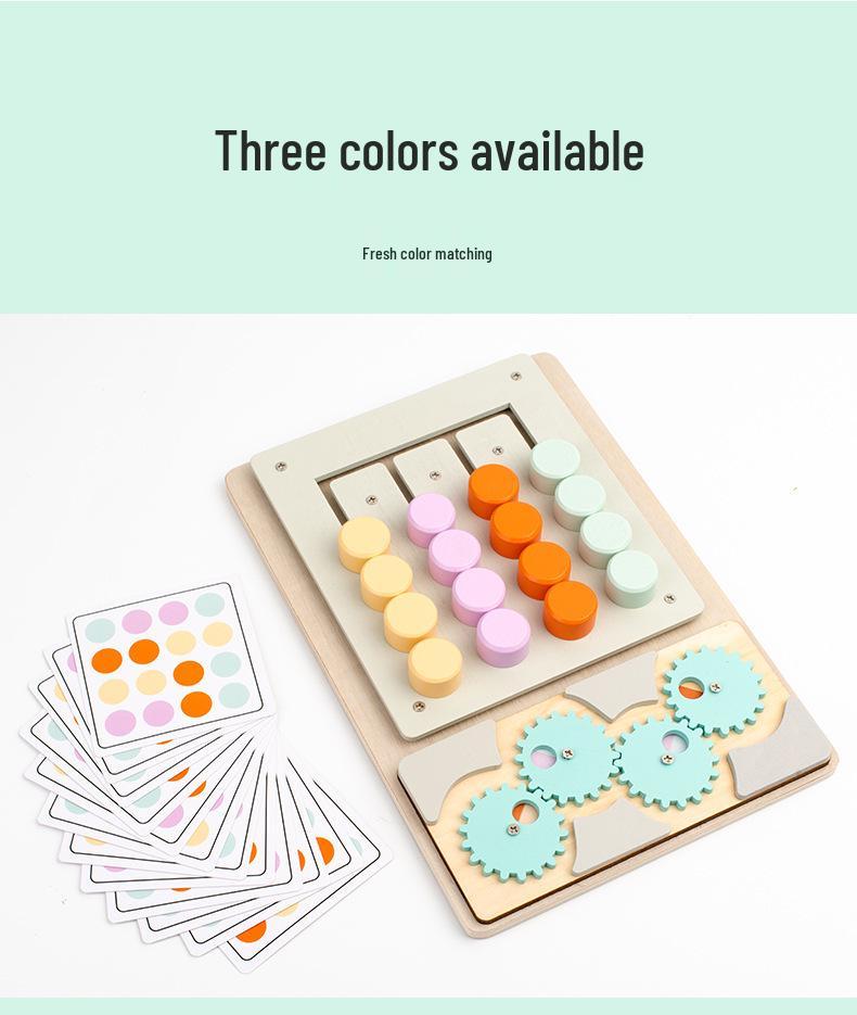 Montessori Rotating Gear Maze: Four-Color Shape & Color Enlightenment Wooden Toy for Children