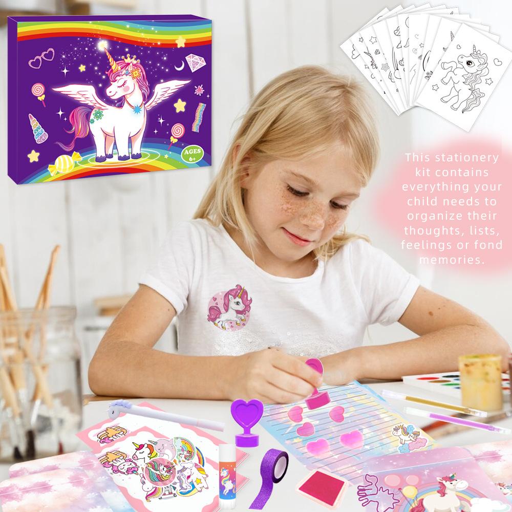 DIY Journal Kit Unicorn Purple Scrapbook Stickers Stationery for Girls Creative Birthday Gift Craft Set