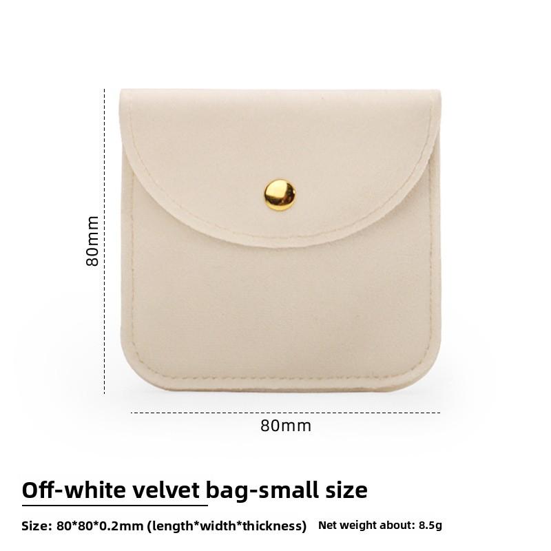 

Мешочек для украшений - бархатный мешочек на кнопке с закругленными углами для коллекционных предметов, буддийских бусин, браслетов, ожерелий и подвесок - сумка для хранения Off-white small* velvet bag