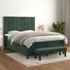 3137842 vidaXL Bed with Box Spring and Mattress Dark Green 140x190cm Velvet