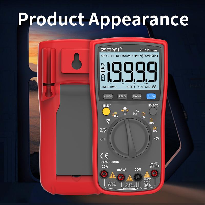 ZOYI Digitalmultimeter ZT-219, Allzweck-4,5-stellige True-RMS-Hochpräzisionsmultimeter mit Überlastschutz über den gesamten Messbereich.