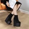 Autumn and Winter New Muffin Thick with 16cm Super High Heel Suede Nightclub Bare Short Boots Women's Shoes