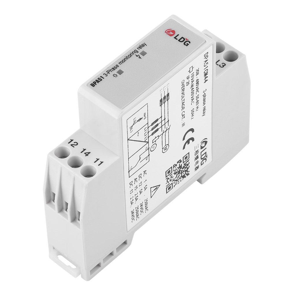 EVTSCAN Latest DPA51CM44 3-Phase Monitoring Relay, CurrentVoltage Monitoring Relay Phase Sequence Protector for ThreePhase System, Without Neutral,