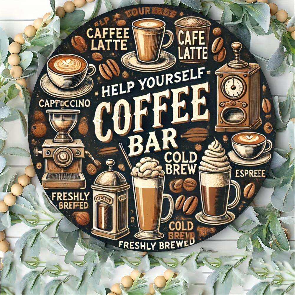 

Vintage Coffee Bar Metal Sign - 8x8 Round Iron Wall Art, Rustic Decor for Home Garden Cafe (as the picture,20x20cm)