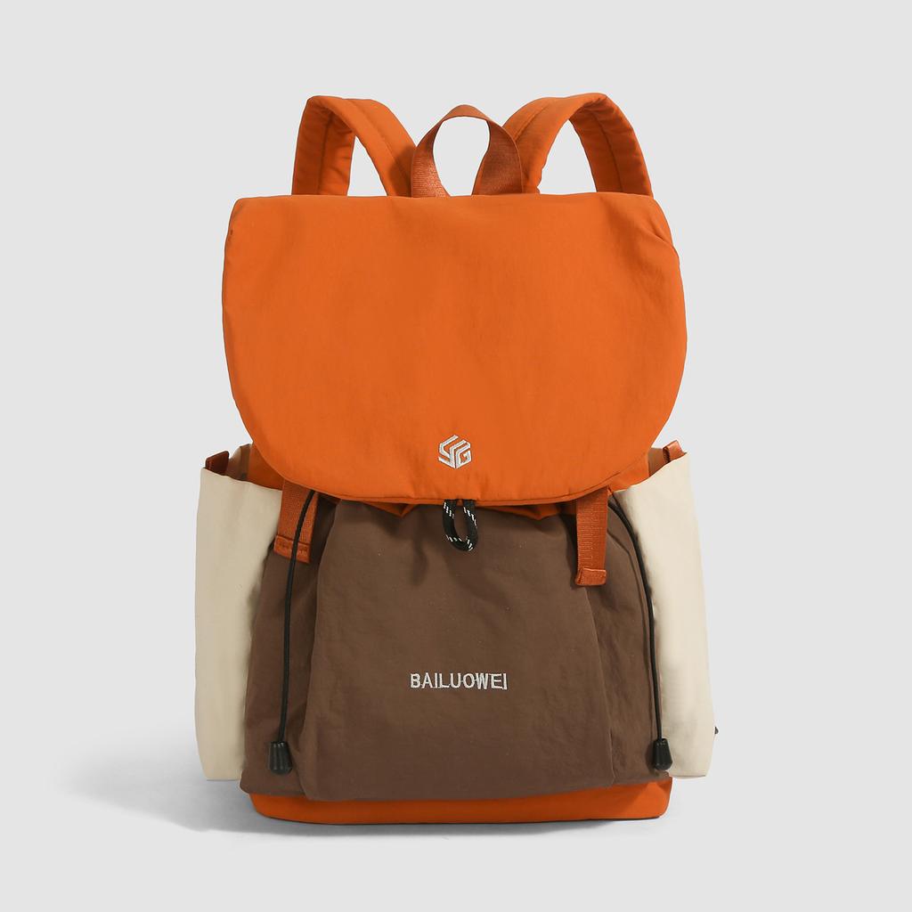 Schoolbag Outdoor Casual Backpack Male and Female Couples Go Out Lightweight Nylon Contrast Backpack Junior High School Student School Bag