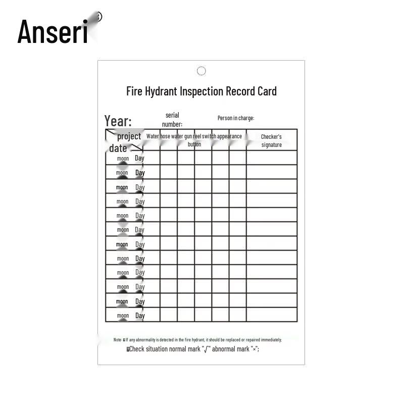 Fire Hydrant & Extinguisher Inspection Record Cards