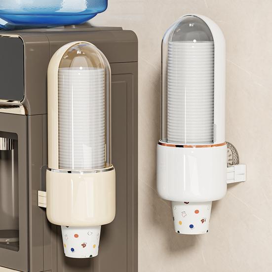 Yousheng Wall Mount Disposable Cup Dispenser Large Capacity Dustproof Transparent Design Easy to Install Water Cooler Cup Holder