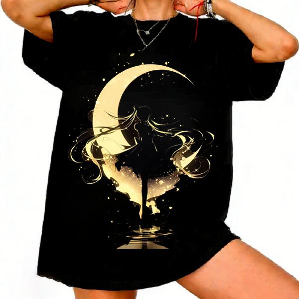 Sailor Moon Retro 90er Anime Grafik T-Shirt Sommer Baumwolle Unisex Damen Tee Streetwear Lässig Trend Kurzarm Paar Hip Hop Oberteil