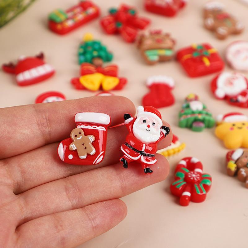 10/20PCS Resin Christmas Fridge Magnets Cartoon Santa Claus Snowman Xmas Tree Magnet Christmas Decoration For Home New Year Gift