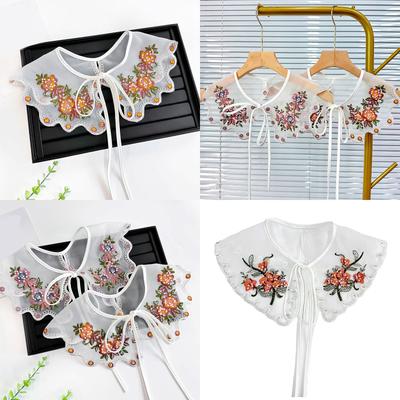 Floral Nietenkragen Yunjian Accessoire Bestickter Kragen Orientalische Alte Kunst Traditionelle Blume Schalkragen Revers