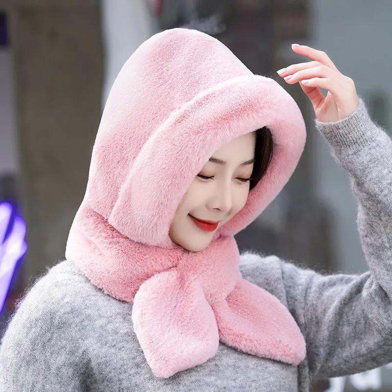 WTEMPO Women's Autumn Winter Casual Versatile Ear Protection Hats Retro Elegant Warm Thickened Soft Solid Color Windproof Cold-proof Hats