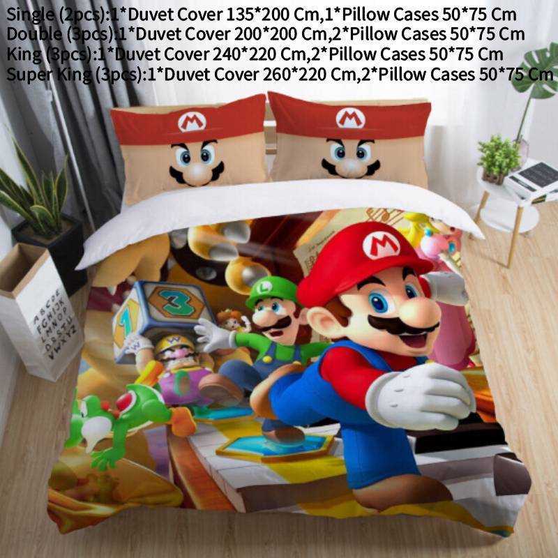 Cartoon Super Mario Single Panel Duvet Cover Set Bedding For Decor Bedroom