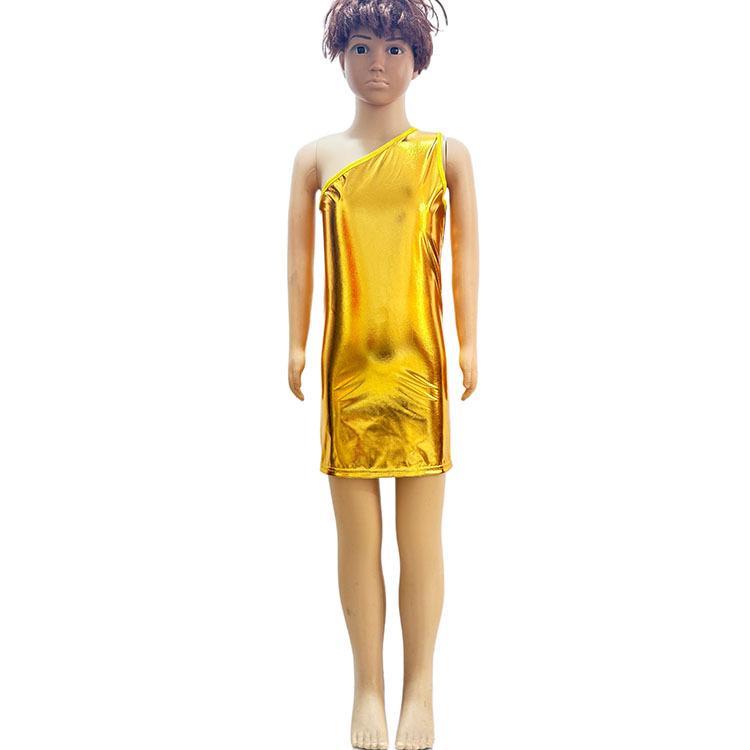 

Женское блестящее асимметричное платье для танцев с золотым тиснением - Без рукавов, на одно плечо, с круглым вырезом 170 cm золотой