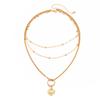 Retro Multi-layer Beaded Necklace with Heart-shaped Rhinestone
