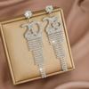 Elegant Design 2026 Earrings Vintage Aesthetic Sophisticated Style Long Drop Earrings Shiny Rhinestone Digital Pattern