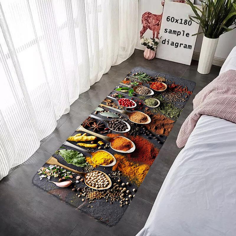 Food Condiment Kitchen Balcony Decor Doormat For Mom Coffee Bean Flannel Floor Mat Indoor Foot Rug Bedside Mats Corridor Carpet