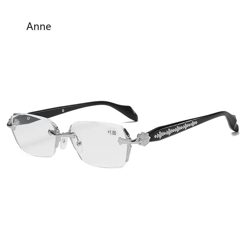 Anti Blue Light Rimless Reading Glasses Fashion Women Men Diamond Cut Edge Presbyopic Eyeglasses Anti-fatigue Eyewear