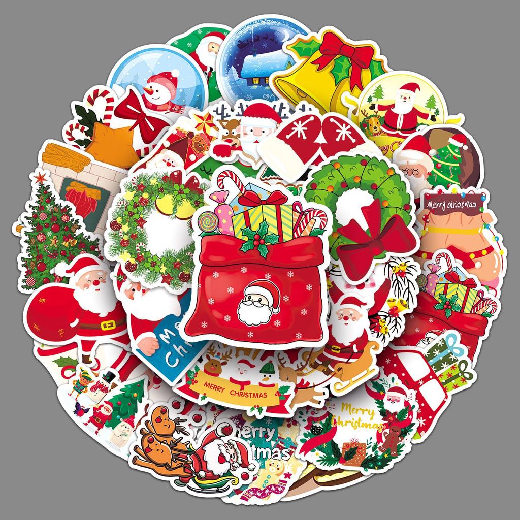 52 Christmas Personalized Festival Cartoon Children's Guka Notebook Decoration Water Cup Suitcase Graffiti Stickers