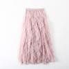 Tulle Skirt Women Long Mesh Skirt Spring Summer Black Pink Net Yarn High Waist Pleated Skirt Female