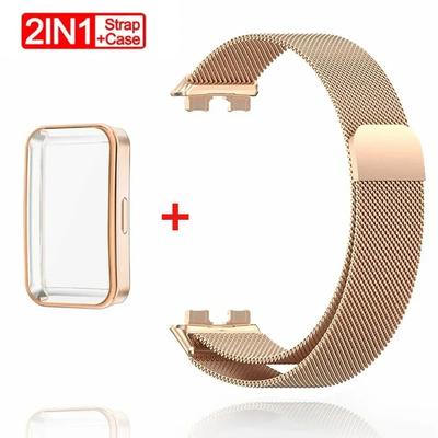 Curea Metalică Pentru Huawei Band 8 9 10 Brățară Cu Carcasă TPU Protector Ecran Folie Moale Înlocuire Buclă Magnetică Milanese Curea Ceas