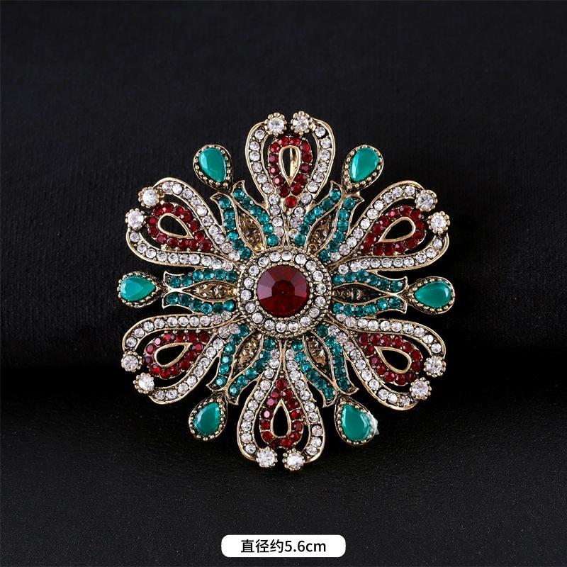 Fulok Court Brooch Femininity Metal Crystal Badge Pin Suit Coat Accessories