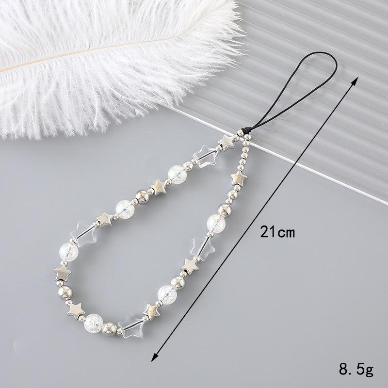 Korean Love Heart Beaded Phone Chain & Keychain Set for Women