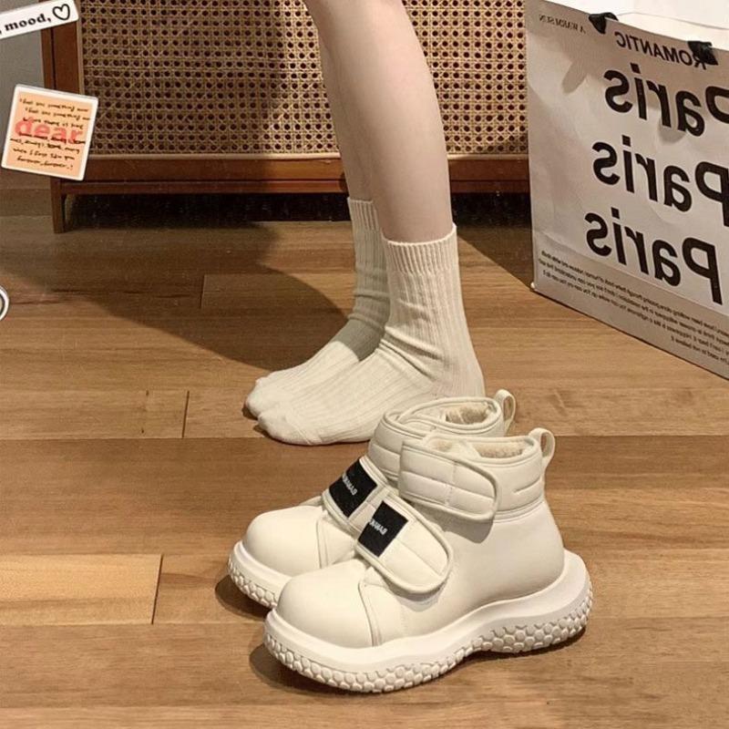 Winter Bread Cotton Shoes Women's Winter New Fashion Velcro Versatile Thick-soled Waterproof Non-slip Velvet Snow Boots