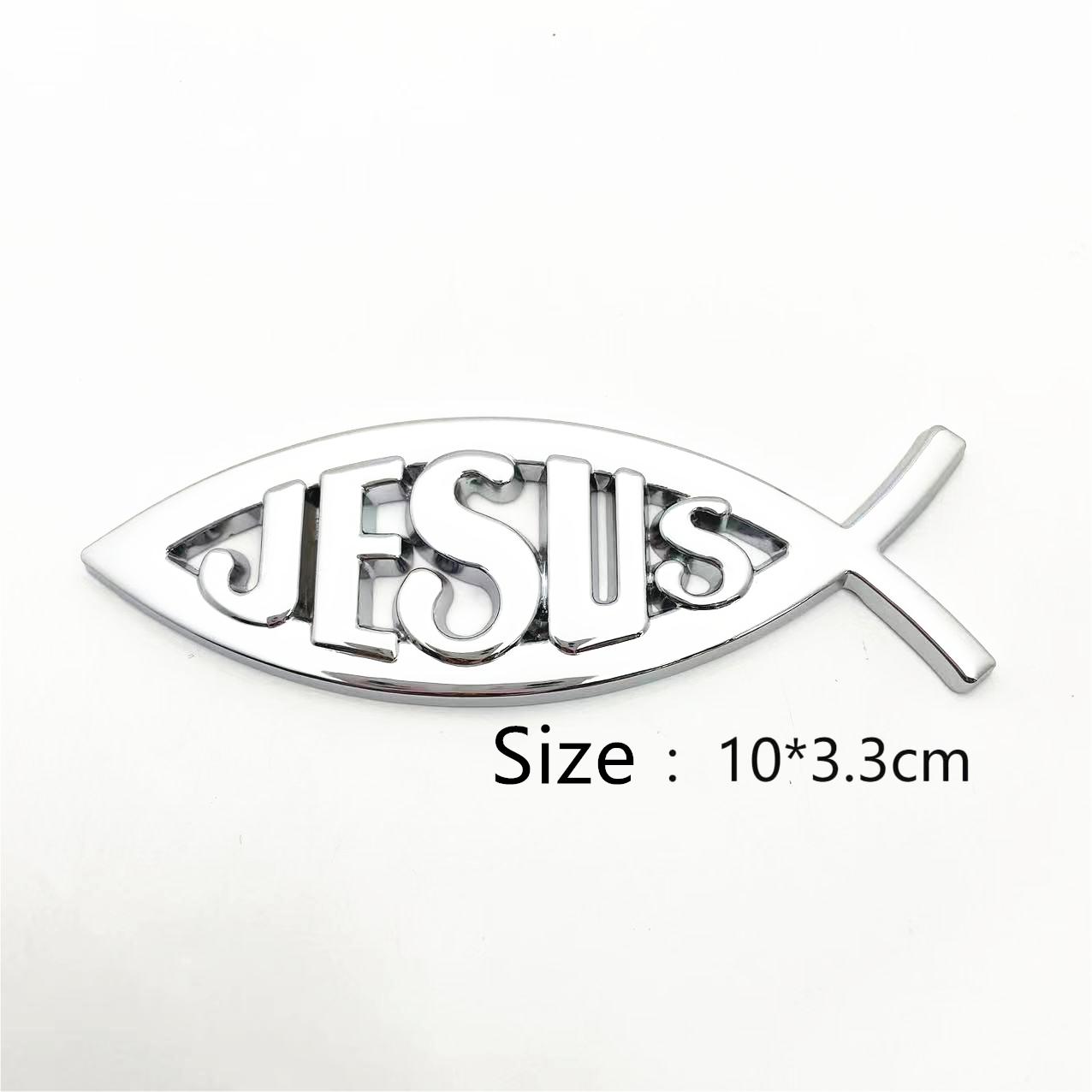 

Silver Jesus Fish Emblem Sticker Christian Symbol for Car Exterior Decoration