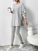 2025 Autumn and Winter Women's Pit Loose Hooded Long Sleeve Casual Pants Threaded Suit