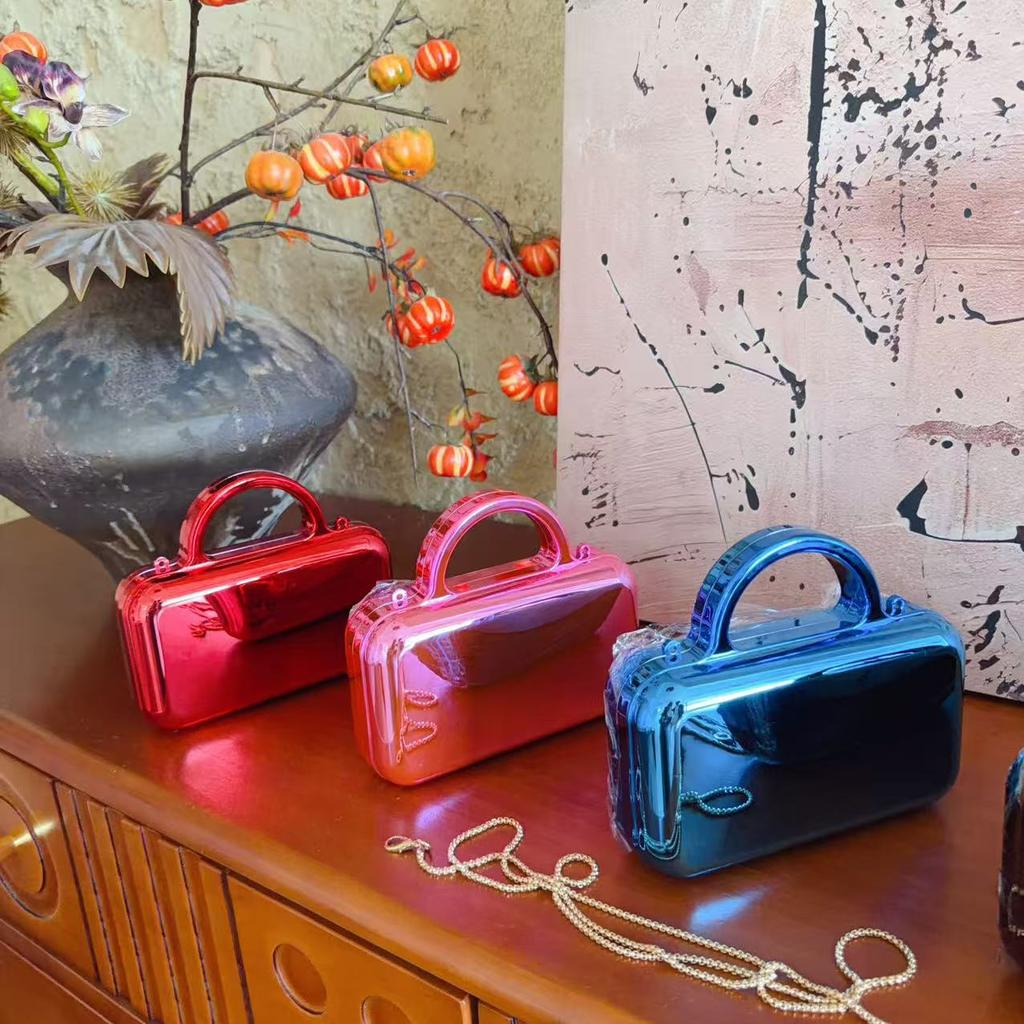 Fashion Trend Square Acrylic Bag Chain Bag Glossy Styling Hand Bag Crossbody Bag