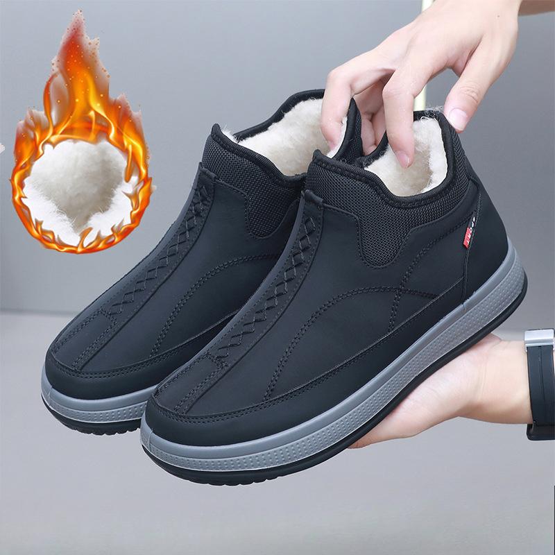 

Новые мужские зимние ботинки, зимняя хлопковая обувь, удобная бархатная и утепленная обувь, простая оригинальная модная обувь для отдыха на открытом воздухе, водонепроницаемая повседневная обувь 43 чёрный