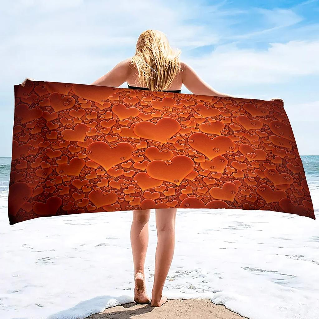 Valentines Day Hearts Beach Towels Oversized Microfiber Beach Towels for Adults Extra Large Yoga Towel for Outdoor Travel Swim