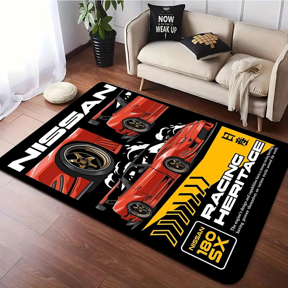Vintage Japanese Manga Style Carpet for Living Room Bedroom J-DM Racing Car Retro Print Classic Cars Carpet for Home Decor Gifts