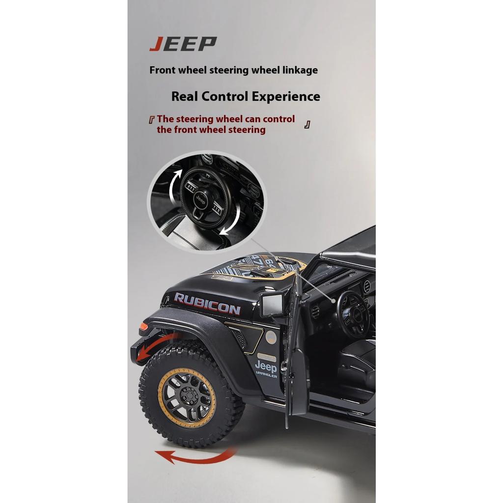 1/18 Scale Jeeps Wrangler Rubicon Alloy Metal Diecast Model Car Sound & Light Collecting Hobbies Toys Gifts for Firend Decoration Kids