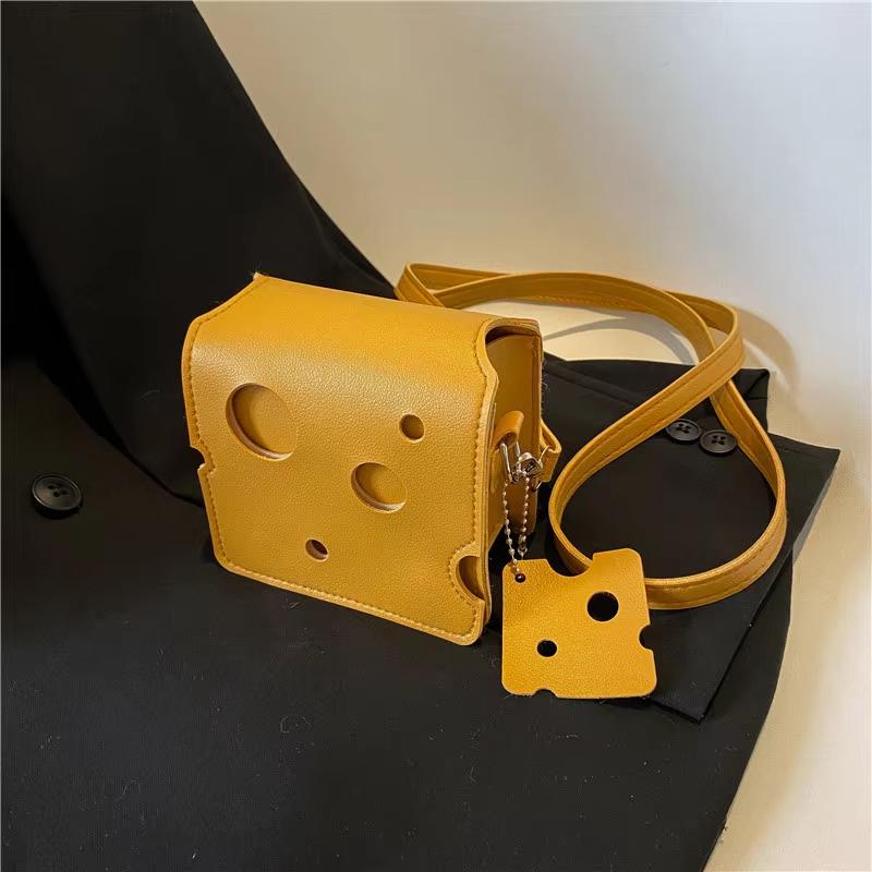 Women'S Triangle And Square Cheese Shaped Mini Pu Leather Bags Cute Earphone Lipstick Purses Handbags Crossbody Shoulder Bag