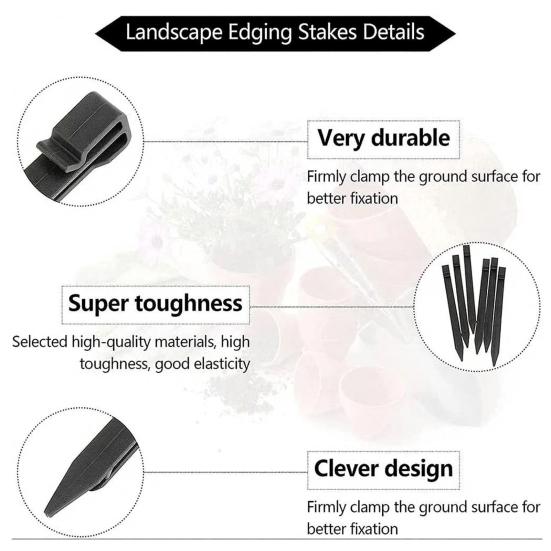 10Pcs Landscape Edging Garden Stakes Plastic Landscaping Anchoring Spikes Heavy Duty Edging Border Ground Stakes for Garden Netting Terrace Board